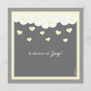 Clouds & Hearts Baby Shower Invitation   Yellow