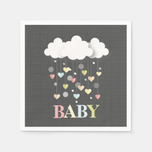 Clouds + Hearts Neutral Baby Shower Napkin
