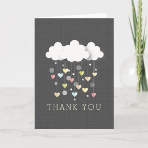 Clouds + Hearts Neutral Baby Shower Thank You Card