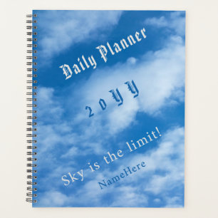 Clouds in the Sky Blue and White Personalized Planner