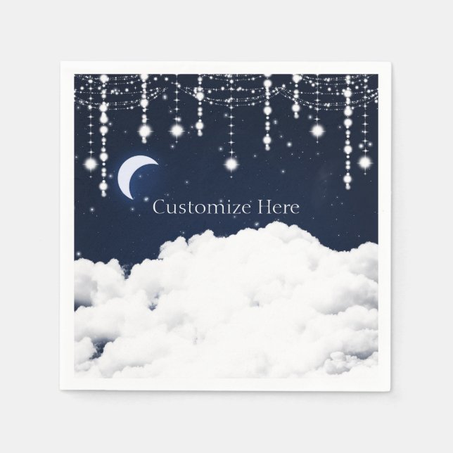 Clouds in the Starry Sky Celestial Sparkle Napkin (Front)