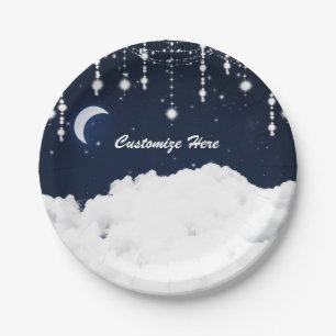 Clouds in the Starry Sky Celestial Sparkle Paper Plate