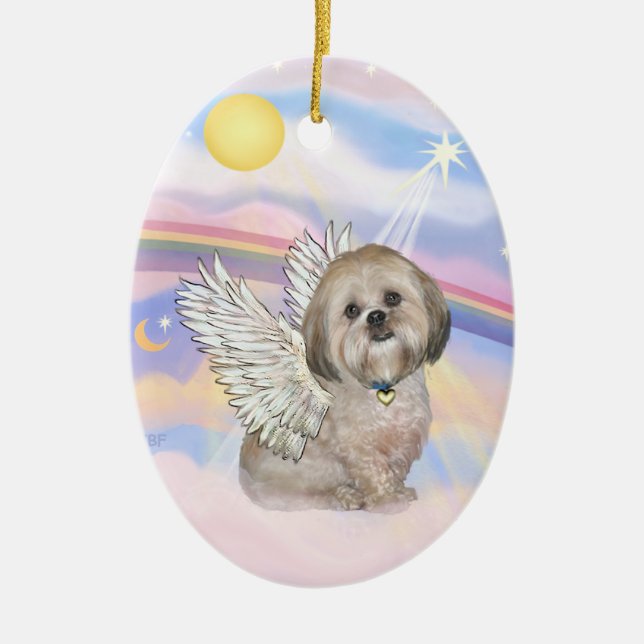 Clouds - Lhasa Apso (L) Ceramic Ornament (Front)