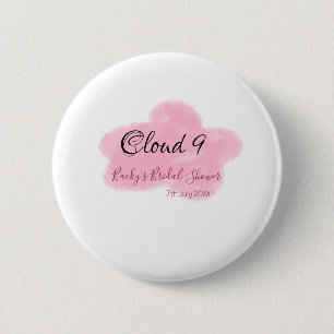 Clouds nine red pastel bridal shower namedate 2 inch round button