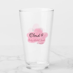 Clouds nine red pastel bridal shower namedate glass