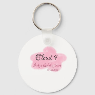 Clouds nine red pastel bridal shower namedate keychain