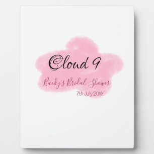 Clouds nine red pastel bridal shower namedate plaque