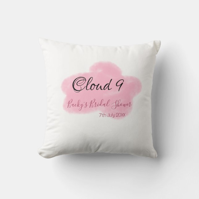 Clouds nine red pastel bridal shower namedate throw pillow (Front)