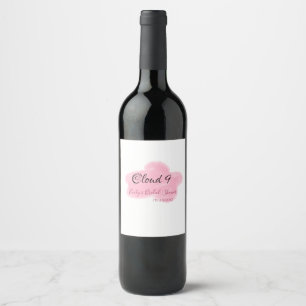 Clouds nine red pastel bridal shower namedate wine label