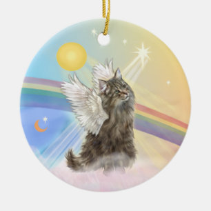 Clouds - Norwegian Forest Cat Angel Ceramic Ornament