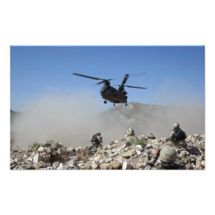 Clouds of dust kicked up by the rotor wash photo print