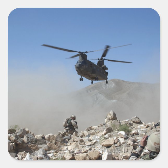 Clouds of dust kicked up by the rotor wash square sticker (Front)