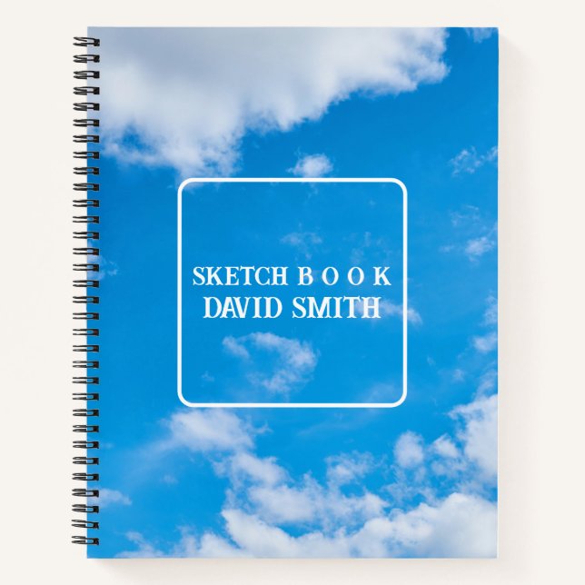 Clouds on a blue sky Colouring Name Notebook (Front)