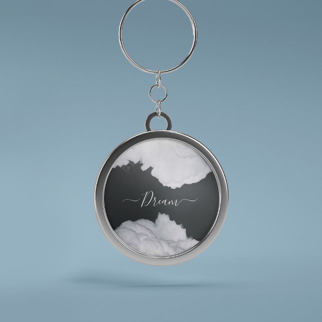 Clouds on black background keychain (Clouds on black background keychain)