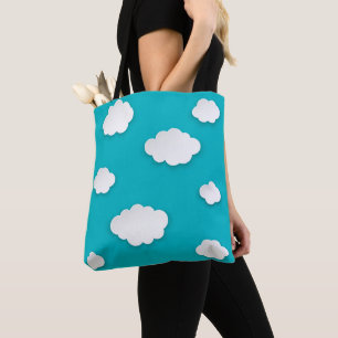 Clouds on Blue Sky Seamless Pattern Tote Bag