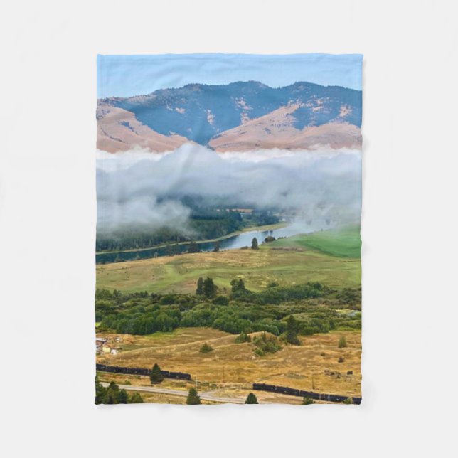 Clouds Over Flathead River Fleece Blanket (Front)
