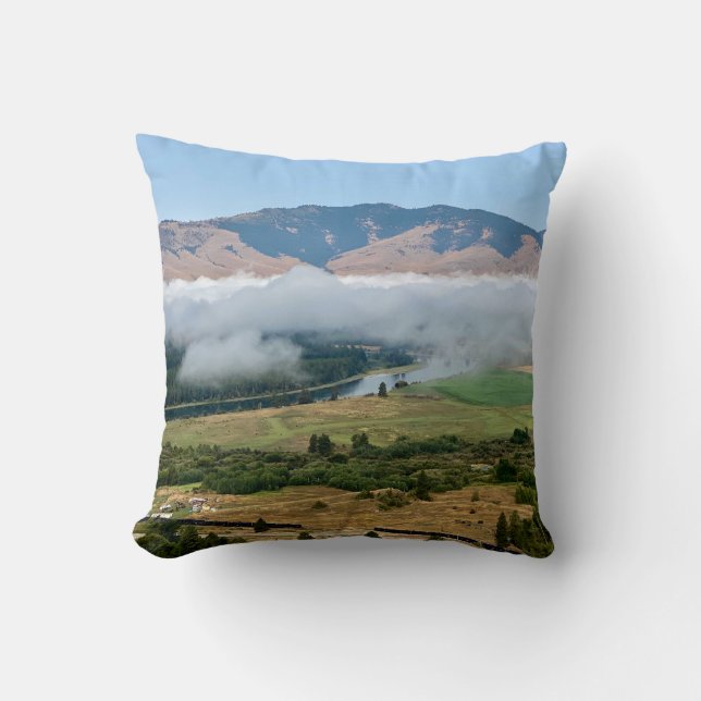 Clouds Over Flathead River Throw Pillow (Front)