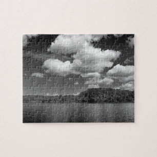 Clouds Over Lake  Black and White Photo Puzzle