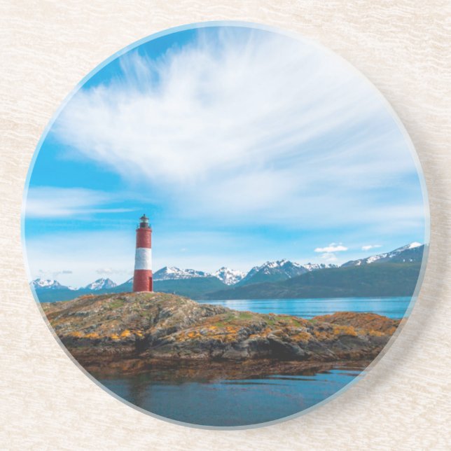 Clouds over lighthouse near Ushuaia, Argentina Coaster (Front)