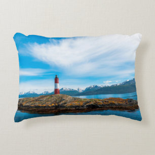 Clouds over lighthouse near Ushuaia, Argentina Decorative Pillow