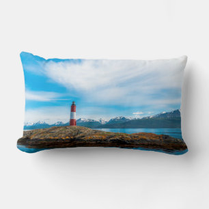 Clouds over lighthouse near Ushuaia, Argentina Lumbar Pillow