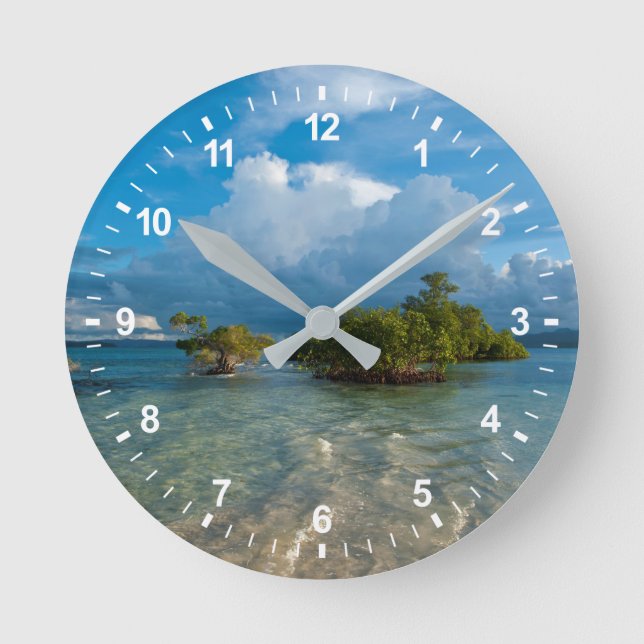Clouds Over Marovo Lagoon Round Clock (Front)