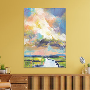 Clouds Over Marsh Painting / Artist Larry Lerew Canvas Print