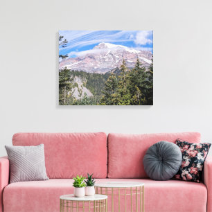 Clouds Over Mount Rainier Scenic Landscape Canvas Print