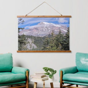 Clouds Over Mount Rainier Scenic Landscape Hanging Tapestry