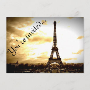 Clouds Over Paris Vintage Look Customizable Invite