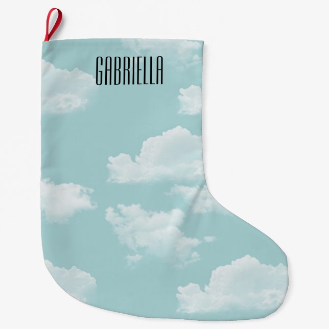 Clouds Personalized Large Christmas Stocking (Front)