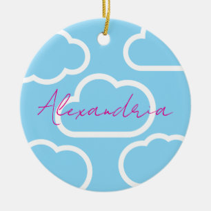 Clouds Personalized Name Christmas Ceramic Ornamen Ornament