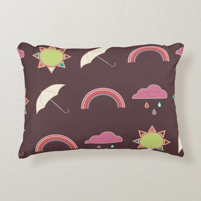 Clouds, rain, sun, umbrella pattern. accent pillow (Front)