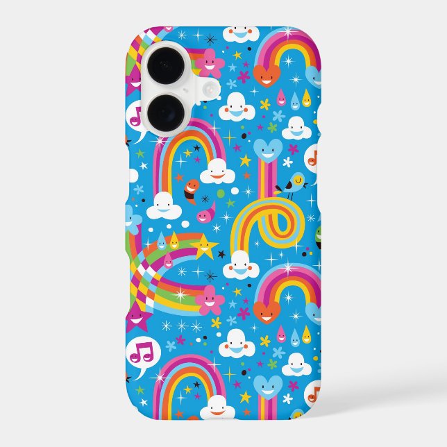 clouds rainbows rain drops hearts pattern (Back)