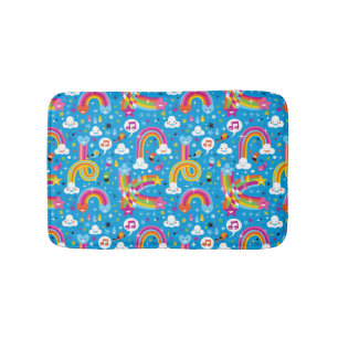 clouds rainbows rain drops hearts pattern bath mat