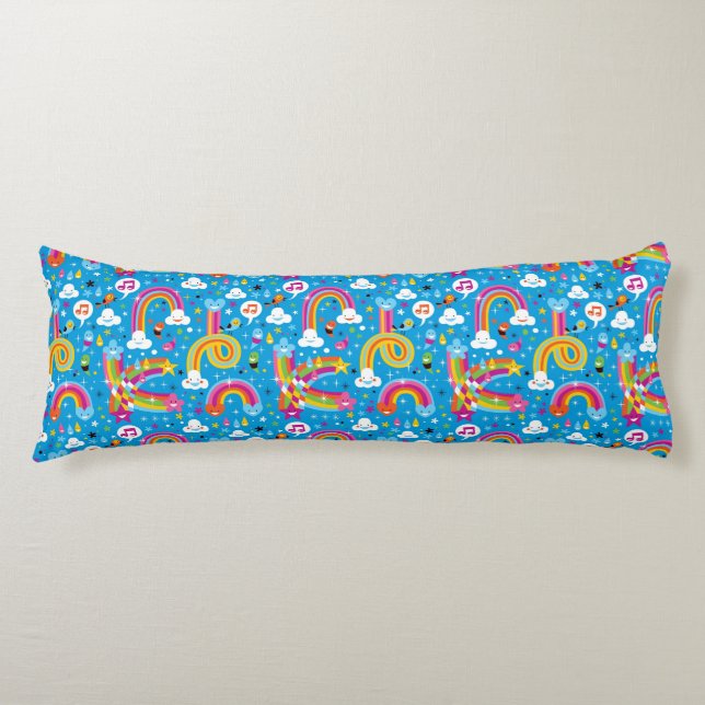 clouds rainbows rain drops hearts pattern body pillow (Front)