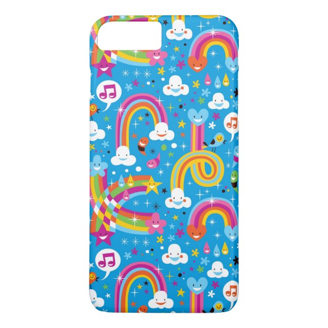clouds rainbows rain drops hearts pattern Case-Mate iPhone case (Back)