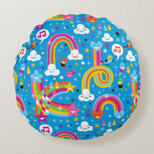 clouds rainbows rain drops hearts pattern round pillow