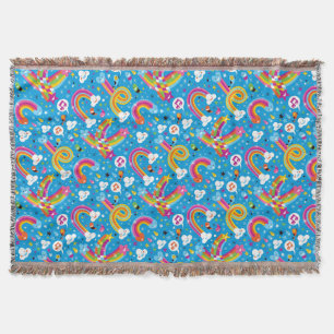 clouds rainbows rain drops hearts pattern throw blanket