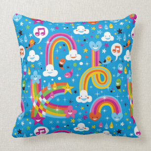 clouds rainbows rain drops hearts pattern throw pillow