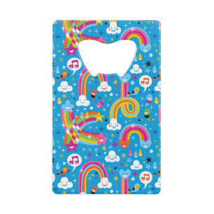 clouds rainbows rain drops hearts pattern wallet bottle opener