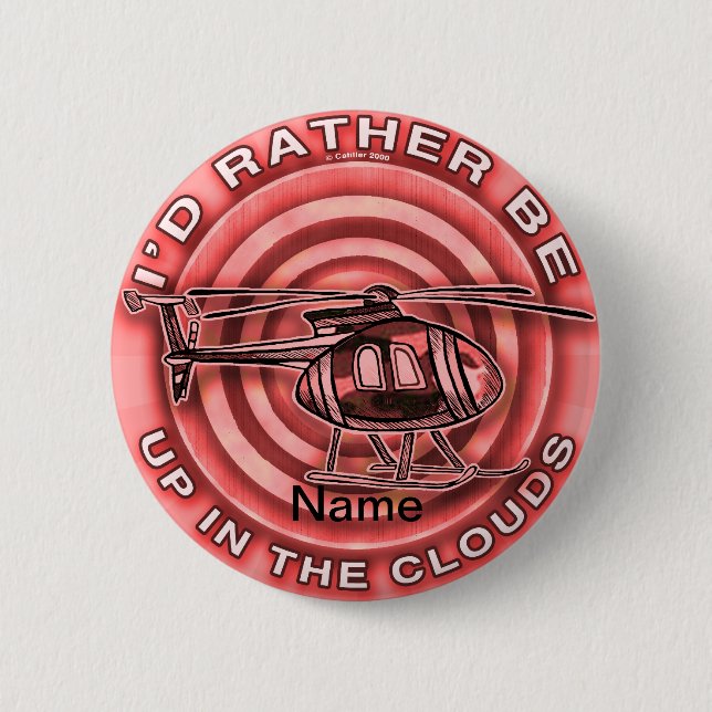 Clouds Red Helicopter 2 Inch Round Button (Front)