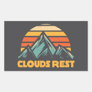 Clouds Rest Mountain Yosemite Retro Turquoise Sticker
