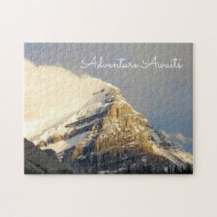 Clouds Roll Off Snowy Mountain in Canada Jigsaw Puzzle
