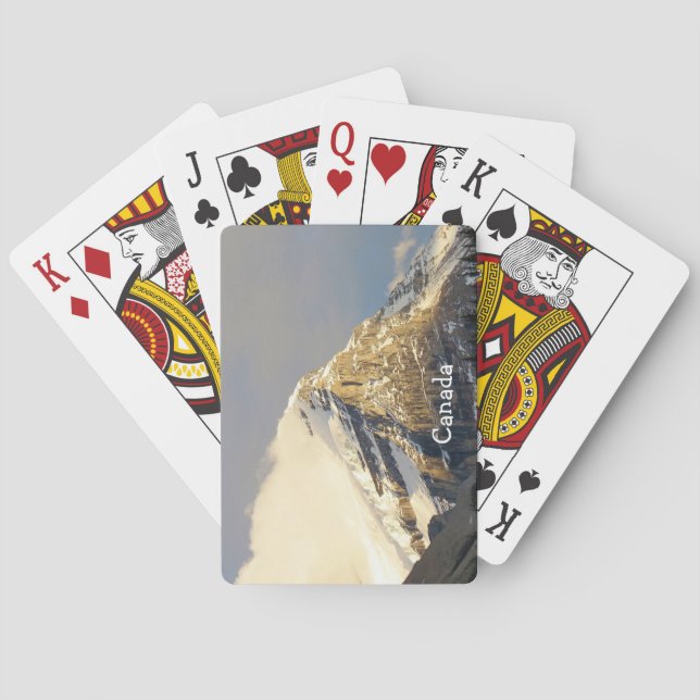Clouds Roll Off Snowy Mountain in Canada Playing Cards (Back)