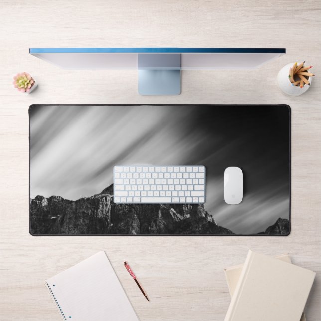 Clouds rolling above mountain Mangart Desk Mat (Office 1)