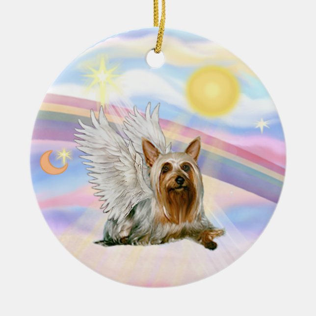 Clouds - Silky Terrier Angel Ceramic Ornament (Front)