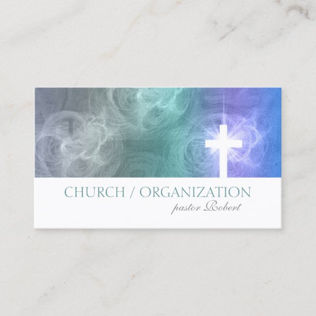 Clouds & Sky Lighted Cross Religious Business Card (Front)