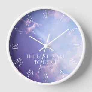 Clouds Sky Pastel Photo Inspirational Custom Text Clock