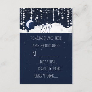Clouds & Stars Sparkle Celestial Wedding Carte RSV